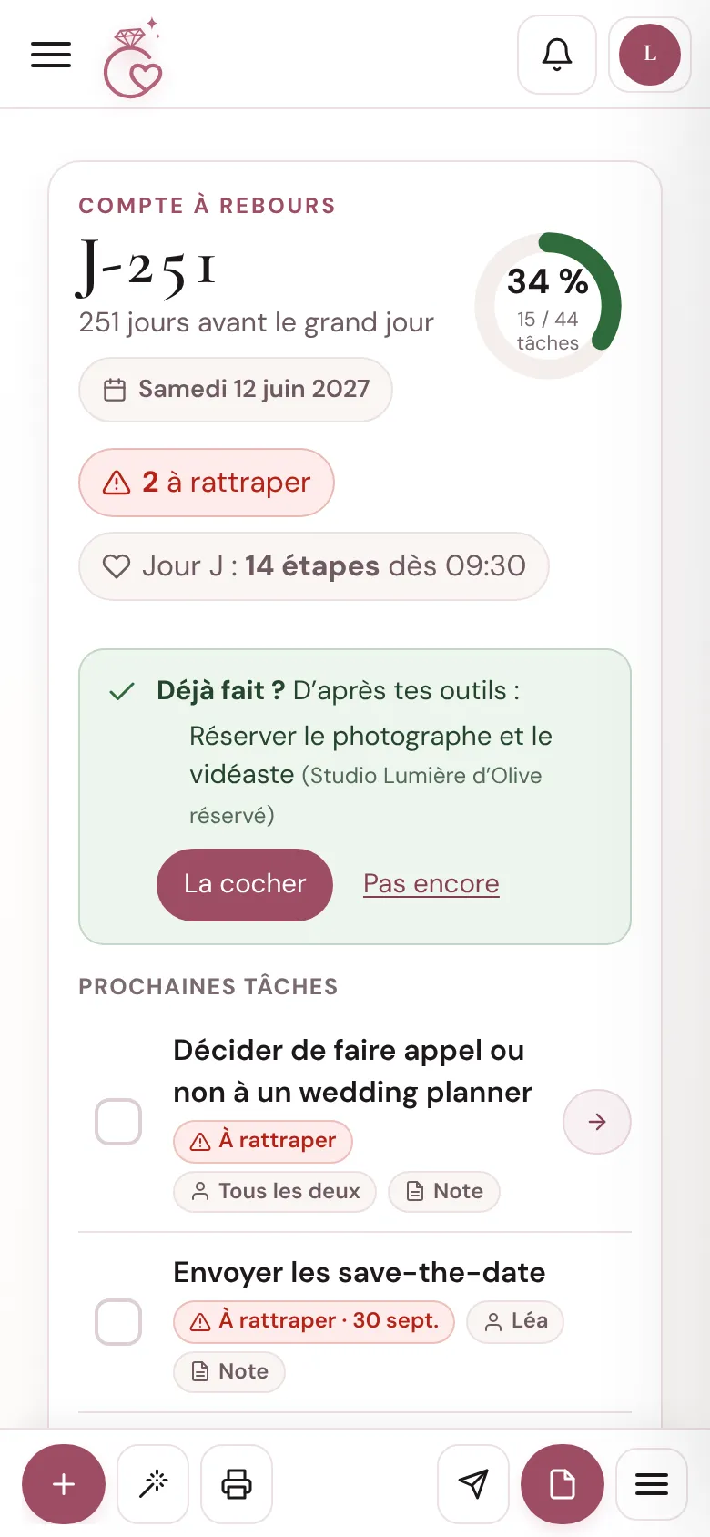 Rétroplanning sur téléphone